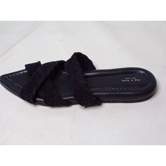 🆕 RAG & BONE Lewis Pointed Toe Woven Leather Slide Sandal Shoes 10.5 Black - Picture 8 of 10